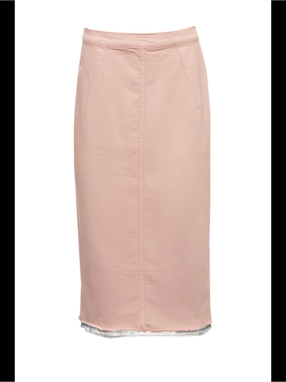 7 For All Mankind Blush Pink Midi Pencil Skirt w Sheet Black Fringe